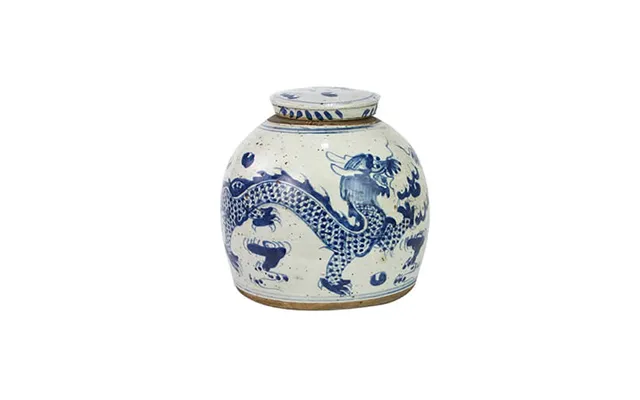 Ginger Jar Dragon White Blue
