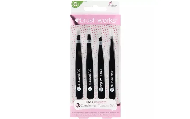 Brushworks Hd 4 Piece Combination Tweezer Set - Black