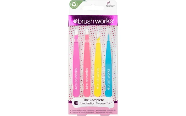 Brushworks Hd Combination Tweezer Set 4 Pieces