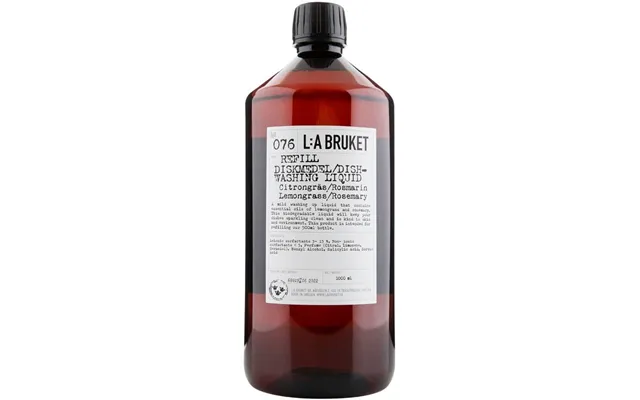 L A Bruket 076 Dishwashing Liquid Refill - Lemongrass Rosemary 1000 Ml