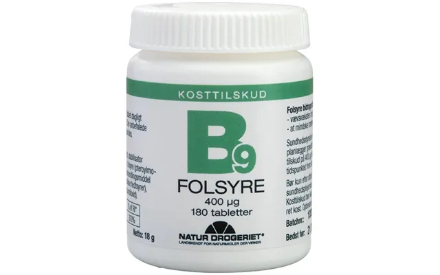 Natur Drogeriet B9 Folic Acid 400 Ug 180 Pieces