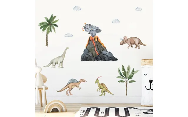 Wallsticker Dinosaurer Med Vulkan