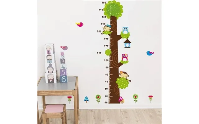 Wallsticker Højdemåler M. Aber Og Ugler