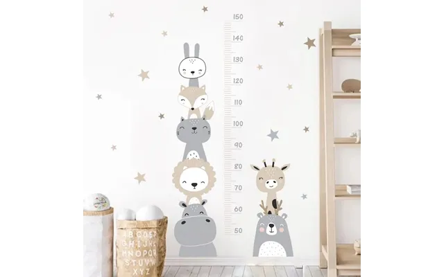 Wallsticker Højdemåler M. Søde Dyr Og Stjerner