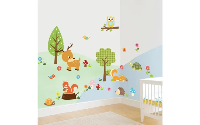 Wallsticker Små Dyr - Træer Og Blomster