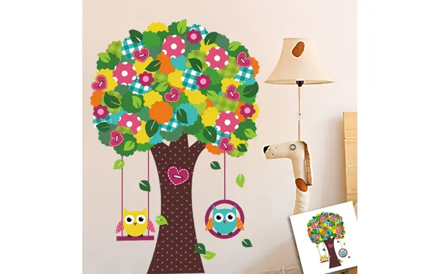 Wallsticker Ugler Der Gynger I Stort Træ