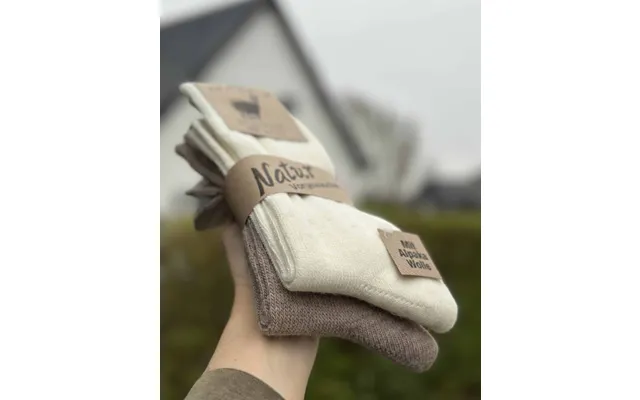 Alpaka Uldsokker Off White Beige. Pakke Med 2 Par 43 46