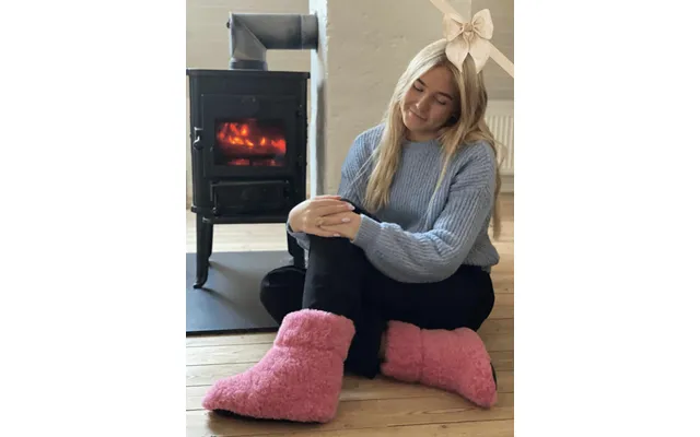 Bamsefutter 100% Uld Skridsikker Sål Høje Pink 39 40