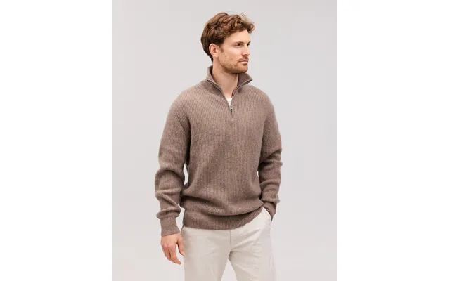 Oskar Cashmere Half Zip Dark Beige