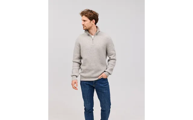 Oskar Cashmere Half Zip Light Grey