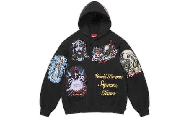 Supreme Stickers Hooded Sweatshirt Black
