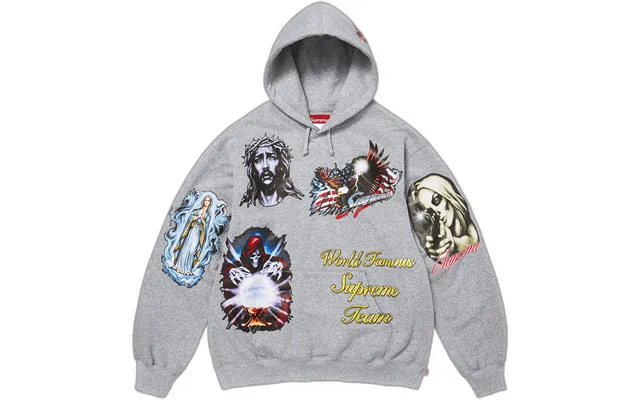 Supreme Stickers Hooded Sweatshirt Heather Grey