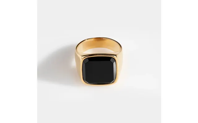 Black Onyx Oversize Signet Ring Guld - Str. 8