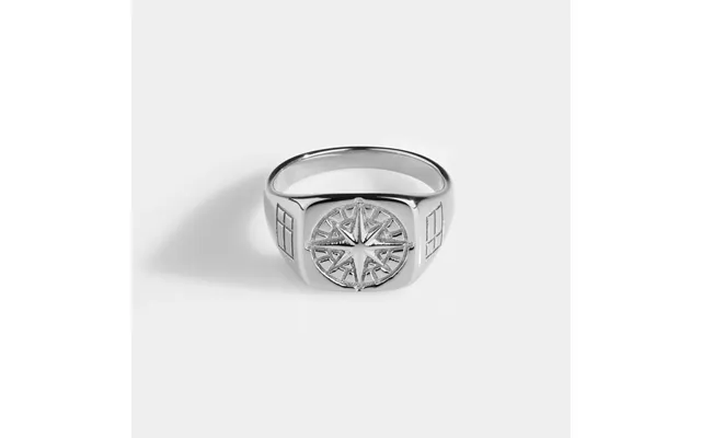 Compass Signet Ring Sølv - Str. 6