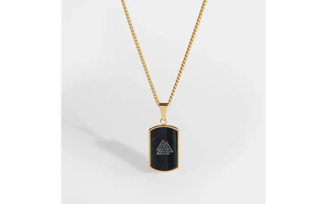 Valknut Stenhalskæde Guld - 60 Cm