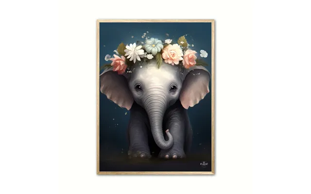 Elefant Med Blomsterkrans - Brneplakat 21 X 29,7 Cm A4