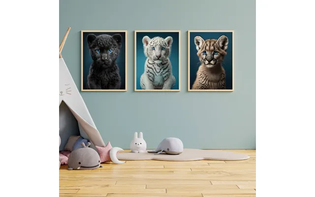 Plakat Med Dyr Bl Baggrund - Plakatst 30 X 40 Cm