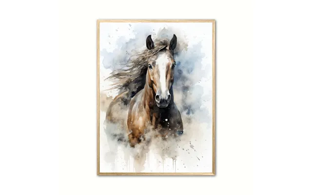 Plakat Med Hest Plakat 2 - Vandfarve Effekt 21 X 29,7 Cm A4