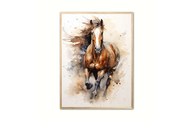 Plakat Med Hest Plakat 3 - Vandfarve Effekt 30 X 40 Cm