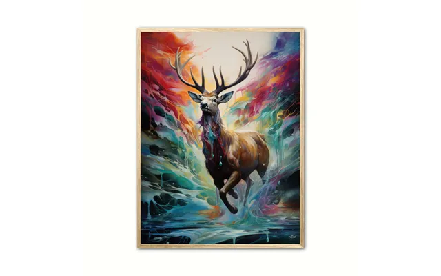 Plakat Med Majestic Stag In The Rainbow's Embrace - Plakat 30 X 40 Cm
