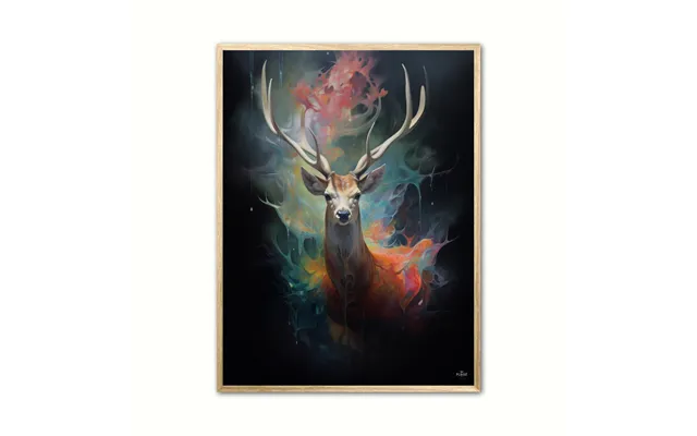 Plakat Med Stag's Radiant Rainbow Journey - Plakat 30 X 40 Cm