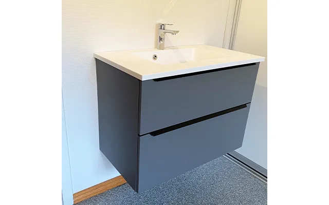 Badeskab 102 Cm Hvid Marmorkant 2 Skuffer Håndvask