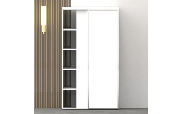 Garderobeskab 118×200 Cm Hvid Laminat Skydelåger