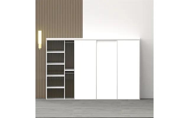 Garderobeskab Med 3 Skydelåger 283×80 Cm Hvid Laminat
