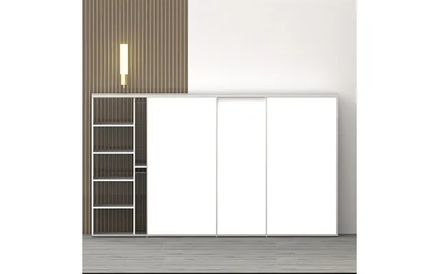 Garderobeskab Med 3 Skydelåger 344×80 Cm Hvid
