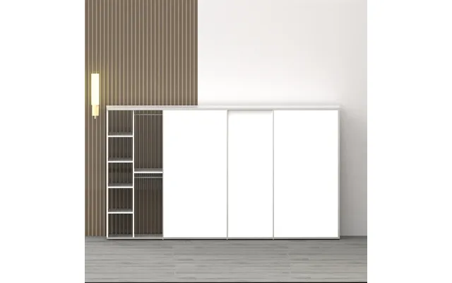 Garderobeskab Med 3 Skydelåger 380×80 Cm Hvid Laminat