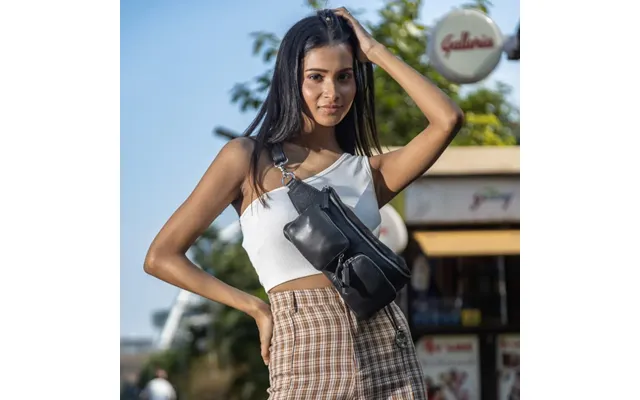 Style Nile I Sort Med Lynlåse - Ringe & Karabiner I Sølv. Suveræn Skulder,- Crossbody & Bumbag Taske I Flot Læder