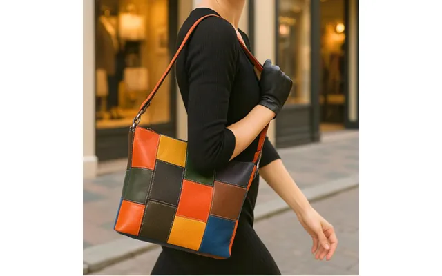 Style Pisa I Smuk Mørk Multifarve. Superfed Og Flot Shopper Til Skulder Og Crossbody
