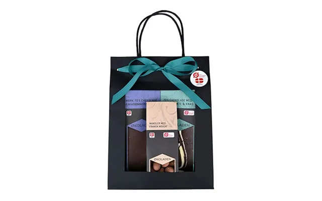 Gourmet Gavepose Grøn Økologisk M. 2 Chokoladeplader Samt Dragée Man - 240 Gram