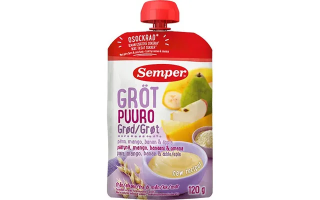 Grød Med Pære, Mango, Banan Og Æble 6 Mdr. - 120 Gram