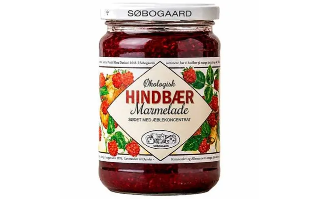 Hindbærmarmelade Sødet Med Æble Økologisk - 390 Gram
