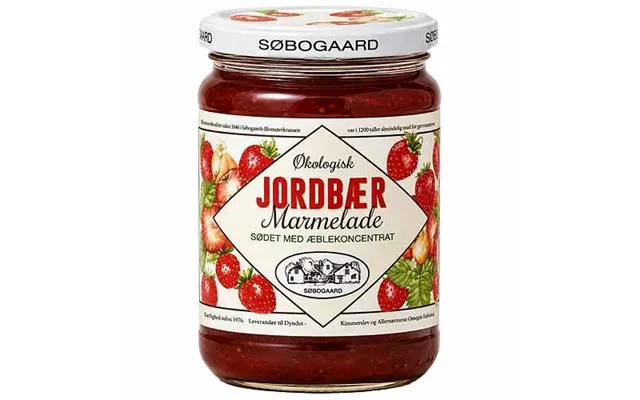 Jordbærmarmelade Sødet Med Æble Økologisk - 390 Gram