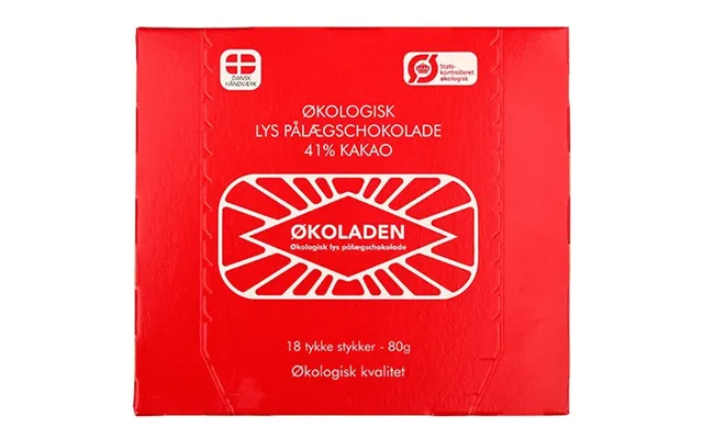 Lys Pålægschokolade 41 % 18 Stk Økologisk - 80 Gram