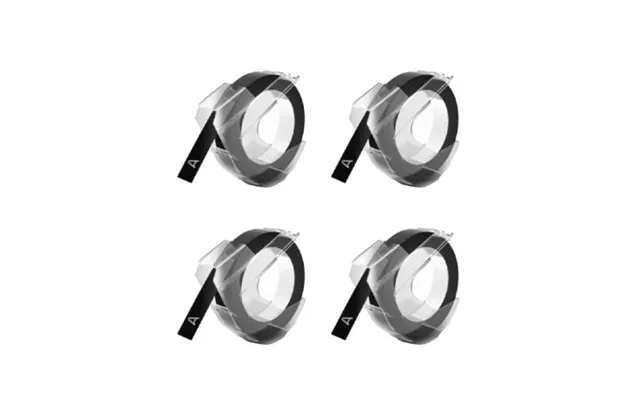 Rabatpakke Dymo 3d Tape. 4 Stk Hvid På Sort Plastiktape 9 Mm X 3 M Kompatibel S0898130