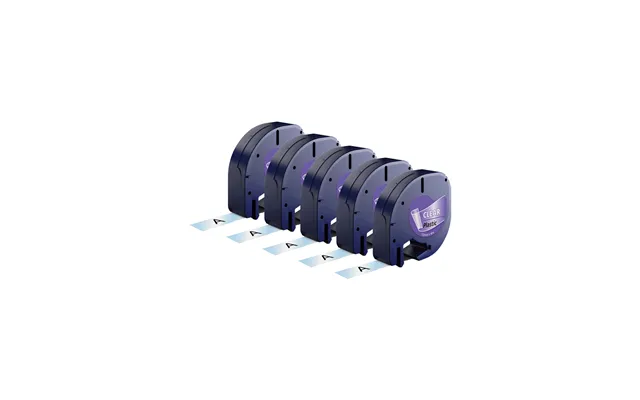 Sæt 5 Stk. Dymo 12267 Sort På Klar Plastiktape 12 Mm X 4 M - Kompatibel