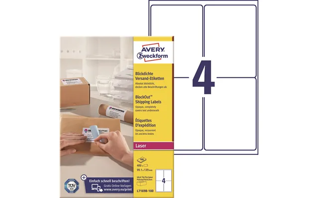Avery Adresseetiket 99,1x139mm Blockout 400