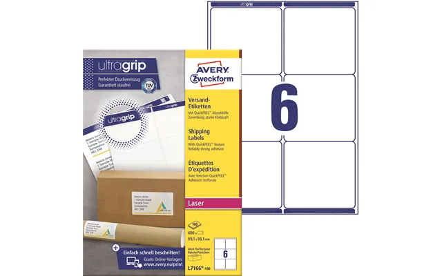 Avery L7166-100 Forsendelsesetiketter 99,1x93,1mm Qp Ug 600