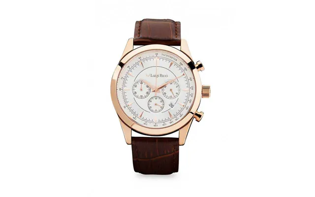 Luigi Ricci Eleganza X10 - Chronograph Armbånds Ur Til Mænd & Herrer Med Rosa Guld Og Læder Rem