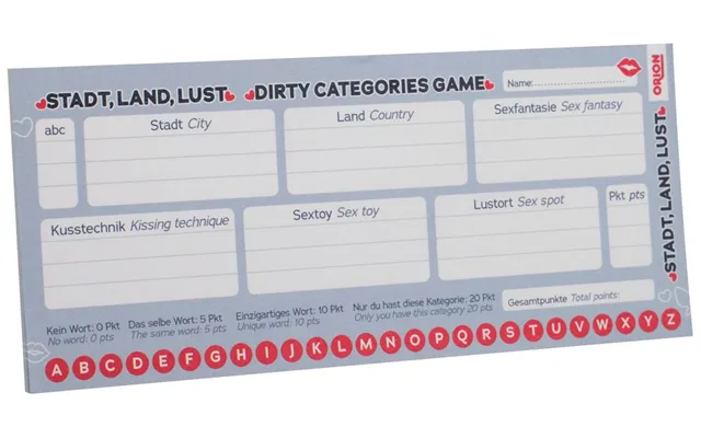 Erotisk Spil Dirty Categories Game - Papirblok Med 25 Ark