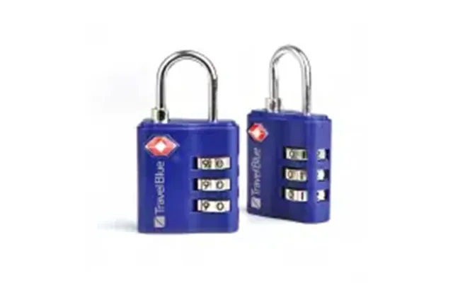 Travelblue 2 X Tsa 3 Dial Combi Lock, Blue - Hængelås