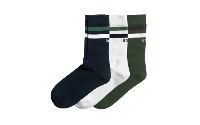 Björn Borg Classic Crew Sock 3-pak, White Green Navy Blue - 36-40