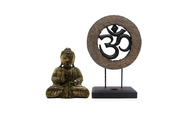 Buddha Feng Shui-sæt Med Om-symbol Grå & Sort Dekoration - Figurer