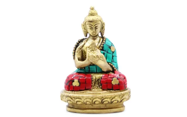 Buddha Figur I Messing Velsignelse Lille Statue 7,5 Cm - Figurer