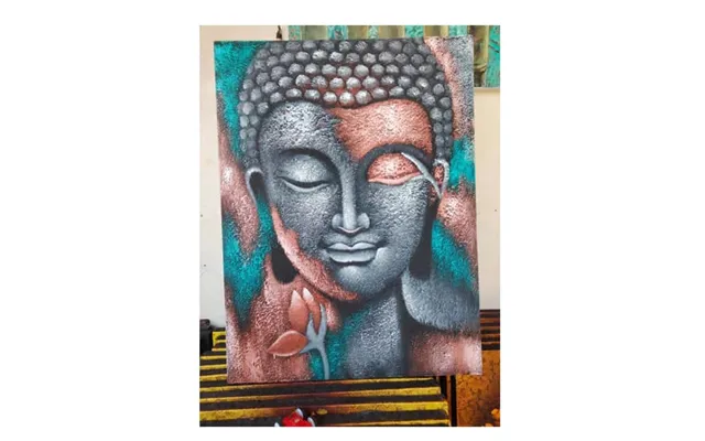 Buddha Maleri I Sølv Og Rosaguld Elegant Vægkunst - Plakater & Rammer