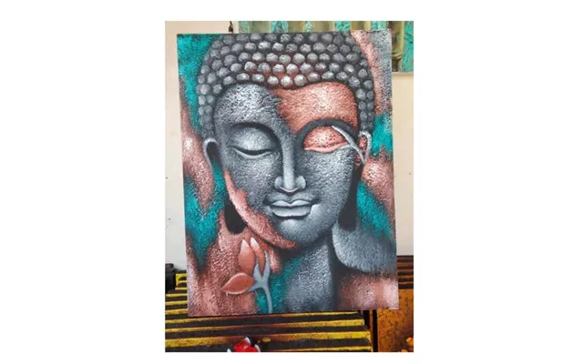 Buddha Maleri I Sølv Og Rosaguld Elegant Vægkunst - Plakater & Rammer