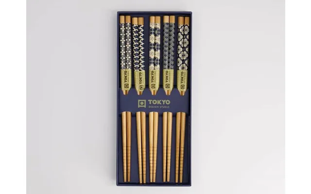 Chopsticks Sæt Træ Blå Tokyo Design Studio 5 Par - Sushi Spisepinde